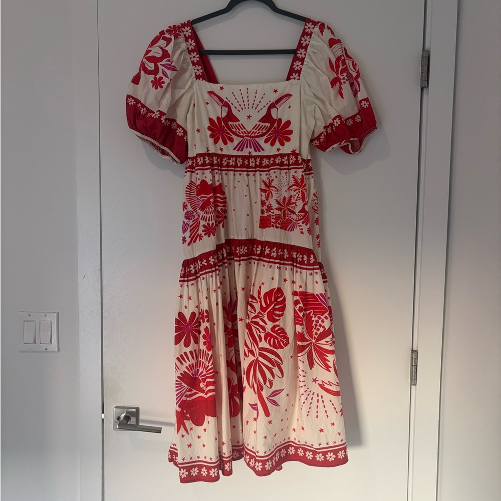 Farm Rio Red and White Floral Women's Dress